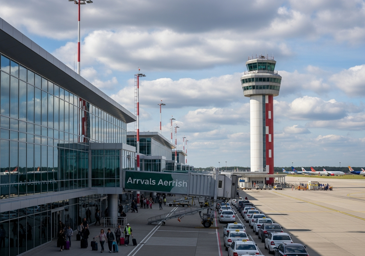 Arrivals area and taxi access